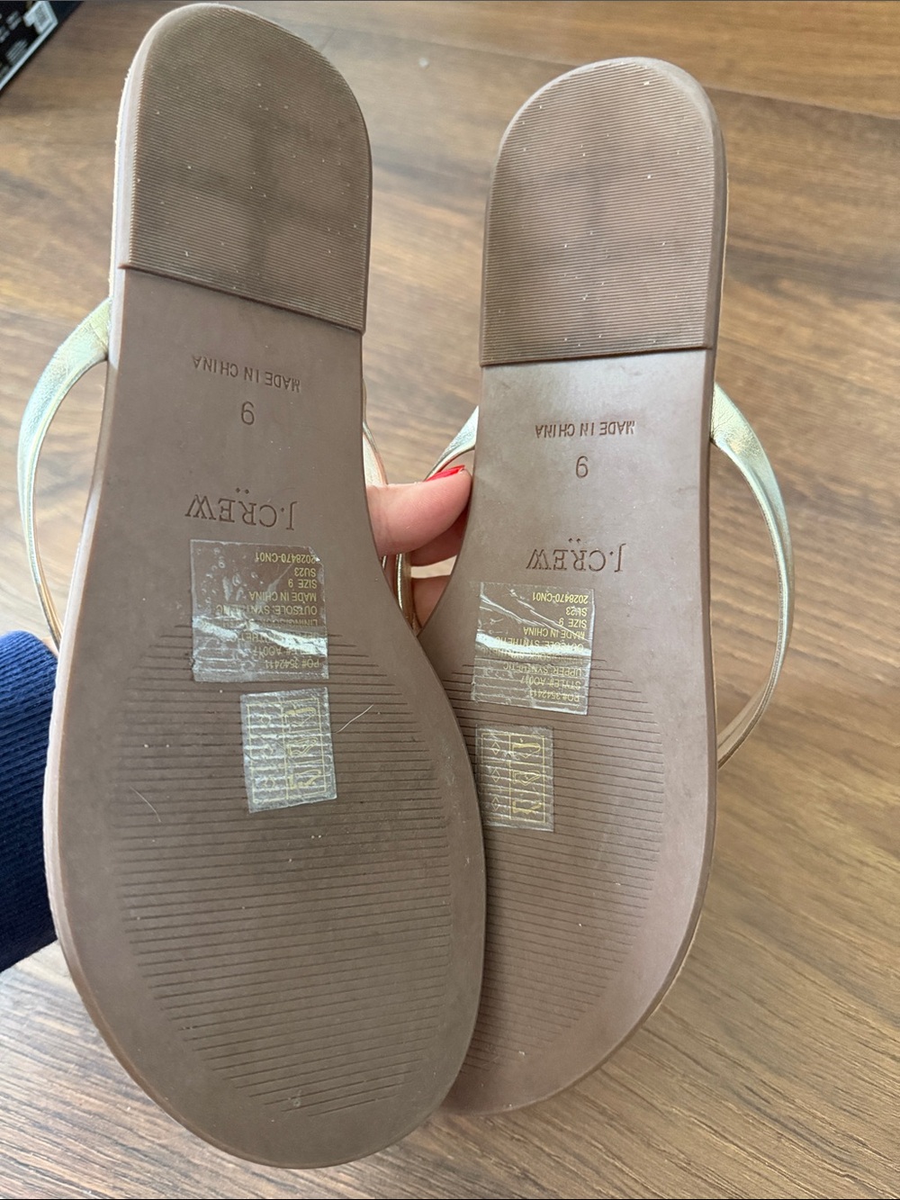 J. Crew Metallic Gold Leather Thong Sandals - Picture 2 of 5